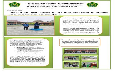 MTsN 4 Buol Gelar Upacara 17 Hari Korpri, Penyerahan Santunan Lebaran untuk Anak Yatim, dan supervisi